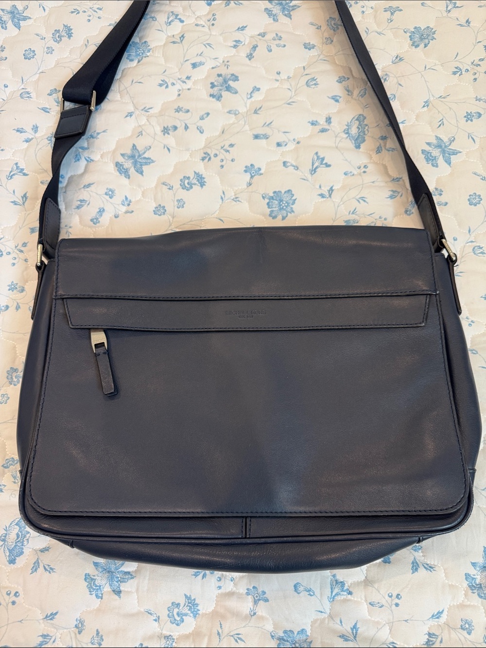 Michael Kors Navy Leather Messenger Bag